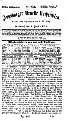 Augsburger neueste Nachrichten Mittwoch 4. Juni 1862