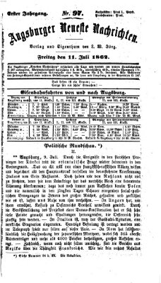 Augsburger neueste Nachrichten Freitag 11. Juli 1862