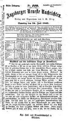 Augsburger neueste Nachrichten Samstag 26. Juli 1862