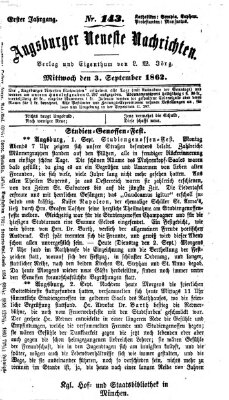 Augsburger neueste Nachrichten Mittwoch 3. September 1862