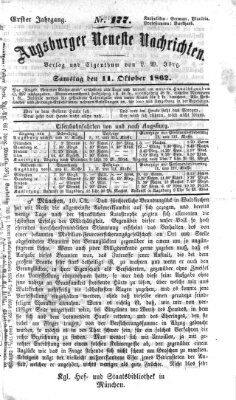 Augsburger neueste Nachrichten Samstag 11. Oktober 1862