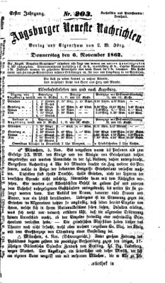 Augsburger neueste Nachrichten Donnerstag 6. November 1862