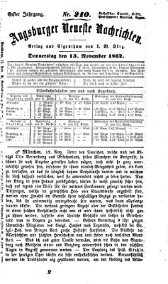 Augsburger neueste Nachrichten Donnerstag 13. November 1862