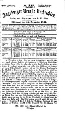 Augsburger neueste Nachrichten Mittwoch 10. Dezember 1862