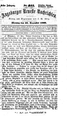Augsburger neueste Nachrichten Montag 29. Dezember 1862