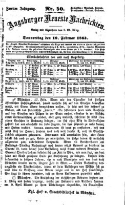 Augsburger neueste Nachrichten Donnerstag 19. Februar 1863