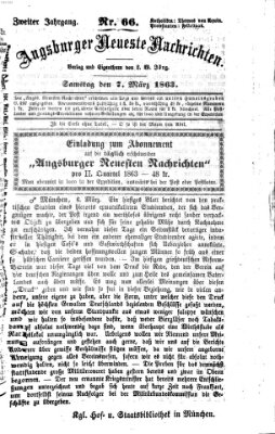 Augsburger neueste Nachrichten Samstag 7. März 1863