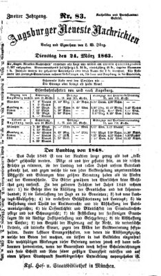 Augsburger neueste Nachrichten Dienstag 24. März 1863