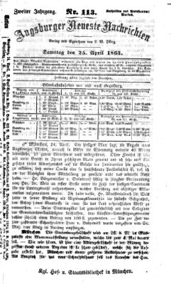 Augsburger neueste Nachrichten Samstag 25. April 1863