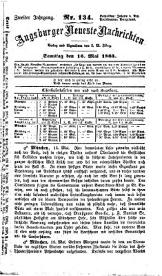 Augsburger neueste Nachrichten Samstag 16. Mai 1863