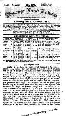 Augsburger neueste Nachrichten Dienstag 6. Oktober 1863