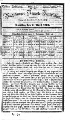 Augsburger neueste Nachrichten Samstag 2. April 1864