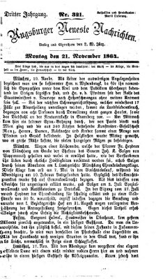Augsburger neueste Nachrichten Montag 21. November 1864