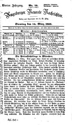 Augsburger neueste Nachrichten Dienstag 14. März 1865