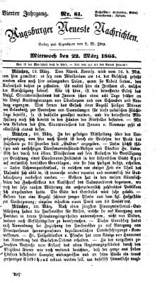 Augsburger neueste Nachrichten Mittwoch 22. März 1865