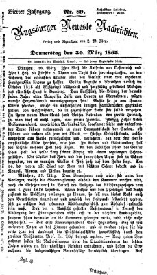 Augsburger neueste Nachrichten Donnerstag 30. März 1865