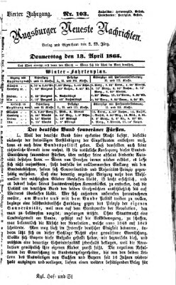Augsburger neueste Nachrichten Donnerstag 13. April 1865
