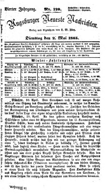 Augsburger neueste Nachrichten Dienstag 2. Mai 1865