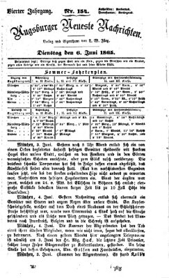 Augsburger neueste Nachrichten Dienstag 6. Juni 1865