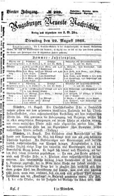 Augsburger neueste Nachrichten Dienstag 22. August 1865