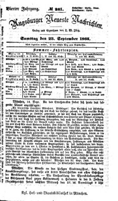 Augsburger neueste Nachrichten Samstag 23. September 1865