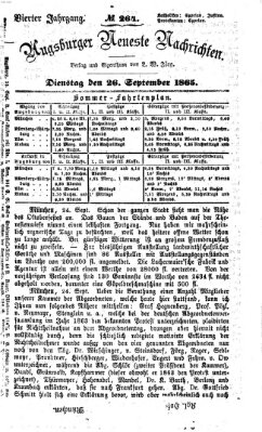 Augsburger neueste Nachrichten Dienstag 26. September 1865
