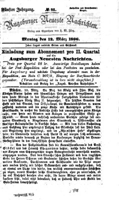 Augsburger neueste Nachrichten Montag 12. März 1866