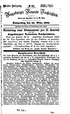 Augsburger neueste Nachrichten Donnerstag 22. März 1866