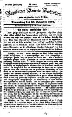 Augsburger neueste Nachrichten Donnerstag 27. Dezember 1866