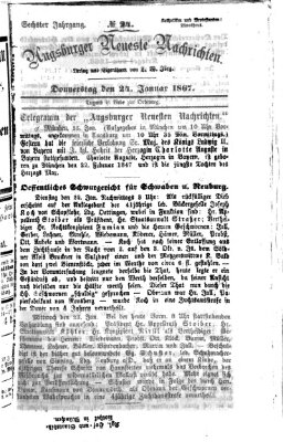 Augsburger neueste Nachrichten Donnerstag 24. Januar 1867