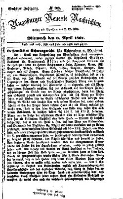 Augsburger neueste Nachrichten Mittwoch 3. April 1867