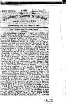 Augsburger neueste Nachrichten Donnerstag 22. August 1867