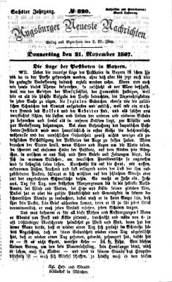 Augsburger neueste Nachrichten Donnerstag 21. November 1867