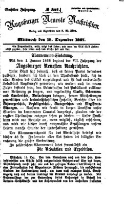 Augsburger neueste Nachrichten Mittwoch 18. Dezember 1867