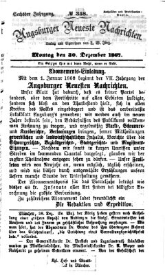 Augsburger neueste Nachrichten Montag 30. Dezember 1867