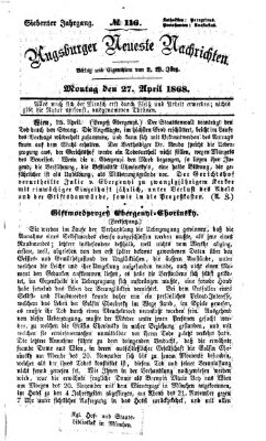 Augsburger neueste Nachrichten Montag 27. April 1868