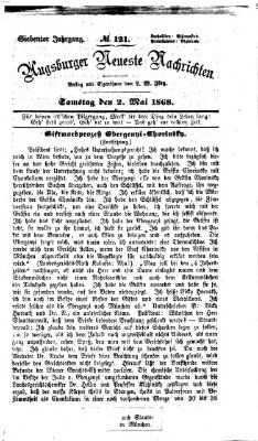 Augsburger neueste Nachrichten Samstag 2. Mai 1868