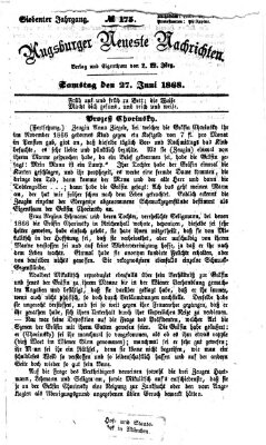 Augsburger neueste Nachrichten Samstag 27. Juni 1868