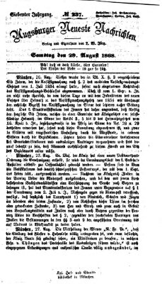 Augsburger neueste Nachrichten Samstag 29. August 1868