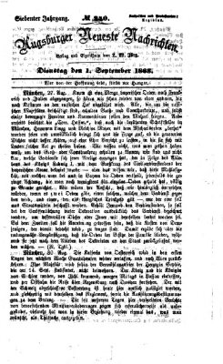 Augsburger neueste Nachrichten Dienstag 1. September 1868