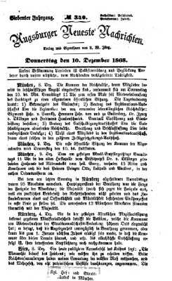 Augsburger neueste Nachrichten Donnerstag 10. Dezember 1868