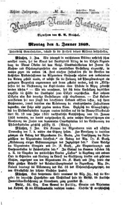 Augsburger neueste Nachrichten Montag 4. Januar 1869