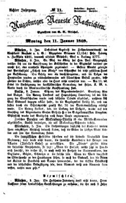 Augsburger neueste Nachrichten Montag 11. Januar 1869