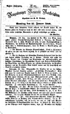 Augsburger neueste Nachrichten Sonntag 31. Januar 1869