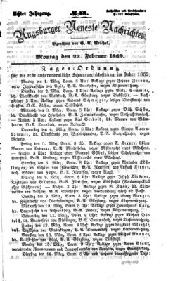 Augsburger neueste Nachrichten Montag 22. Februar 1869