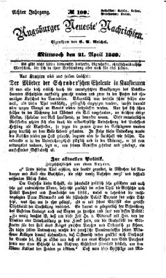 Augsburger neueste Nachrichten Mittwoch 21. April 1869