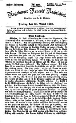 Augsburger neueste Nachrichten Freitag 30. April 1869