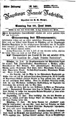Augsburger neueste Nachrichten Sonntag 20. Juni 1869