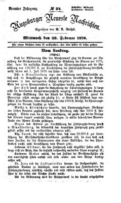 Augsburger neueste Nachrichten Mittwoch 23. Februar 1870
