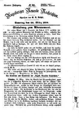 Augsburger neueste Nachrichten Samstag 26. März 1870